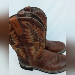 Justin Boots Cowboy Rich Brown Western Boots with Gold‎ Stitching (#10)
